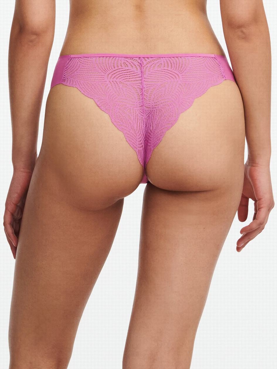 Rose Pink Women Chantelle SoftStretch Lace Thong Panty | CLC9113TY