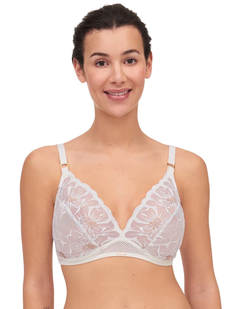 White Gold Women Chantelle Fleurs Wirefree Bras | AWD3038XC