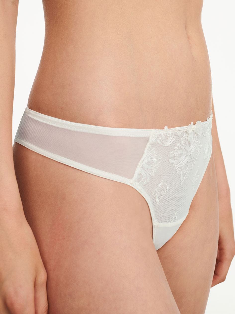 White Women Chantelle Champs Elysees Lace Thong Panty | RTI304JR