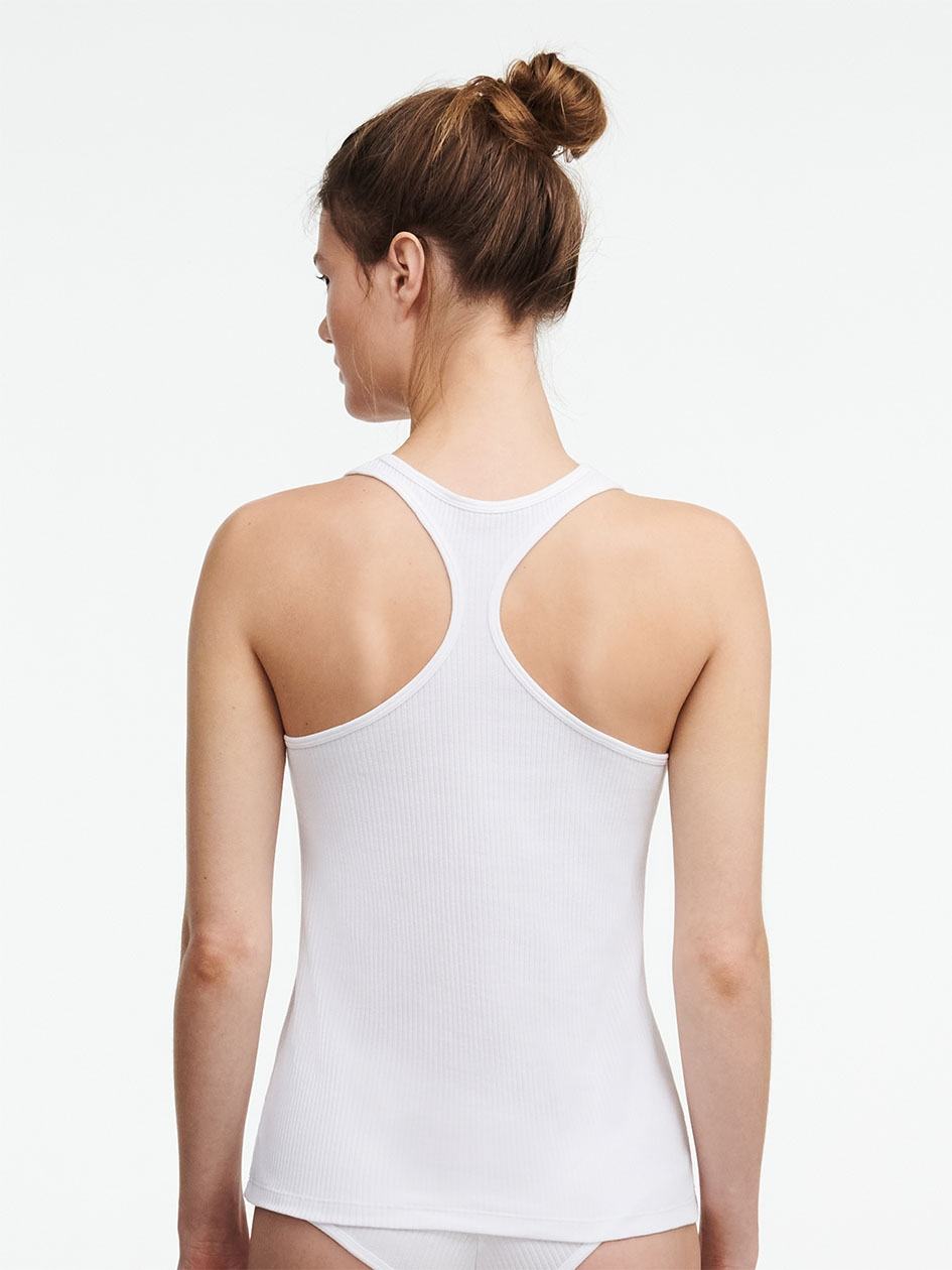 White Women Chantelle Cotton Comfort Tank Top | BWM7855MI