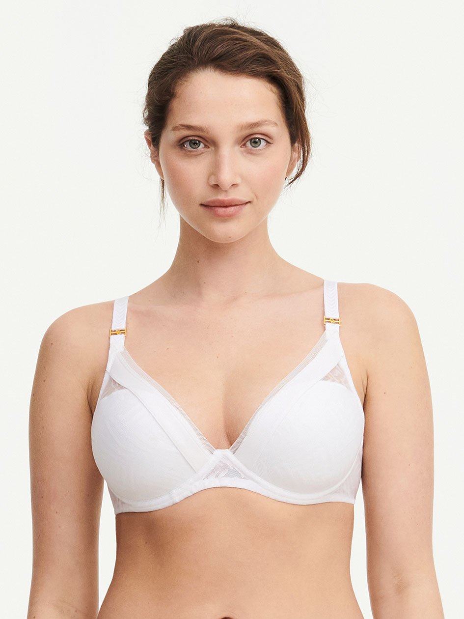 White Women Chantelle Graphic Allure Lace Plunge T-Shirt Bra | QDL3793PN