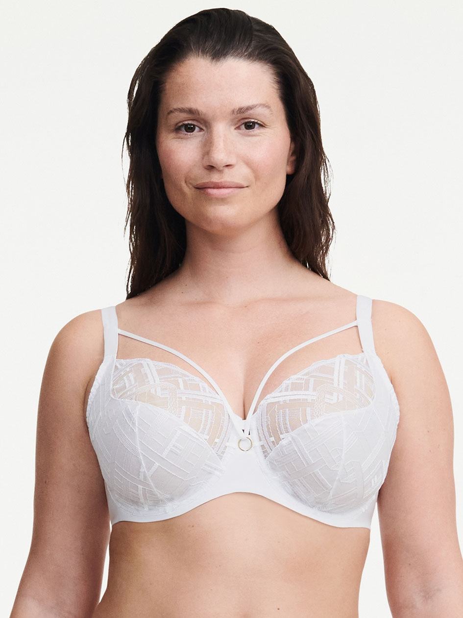 White Women Chantelle Graphic Support Lace Full Coverage Unlined Bra | RZW6156FD