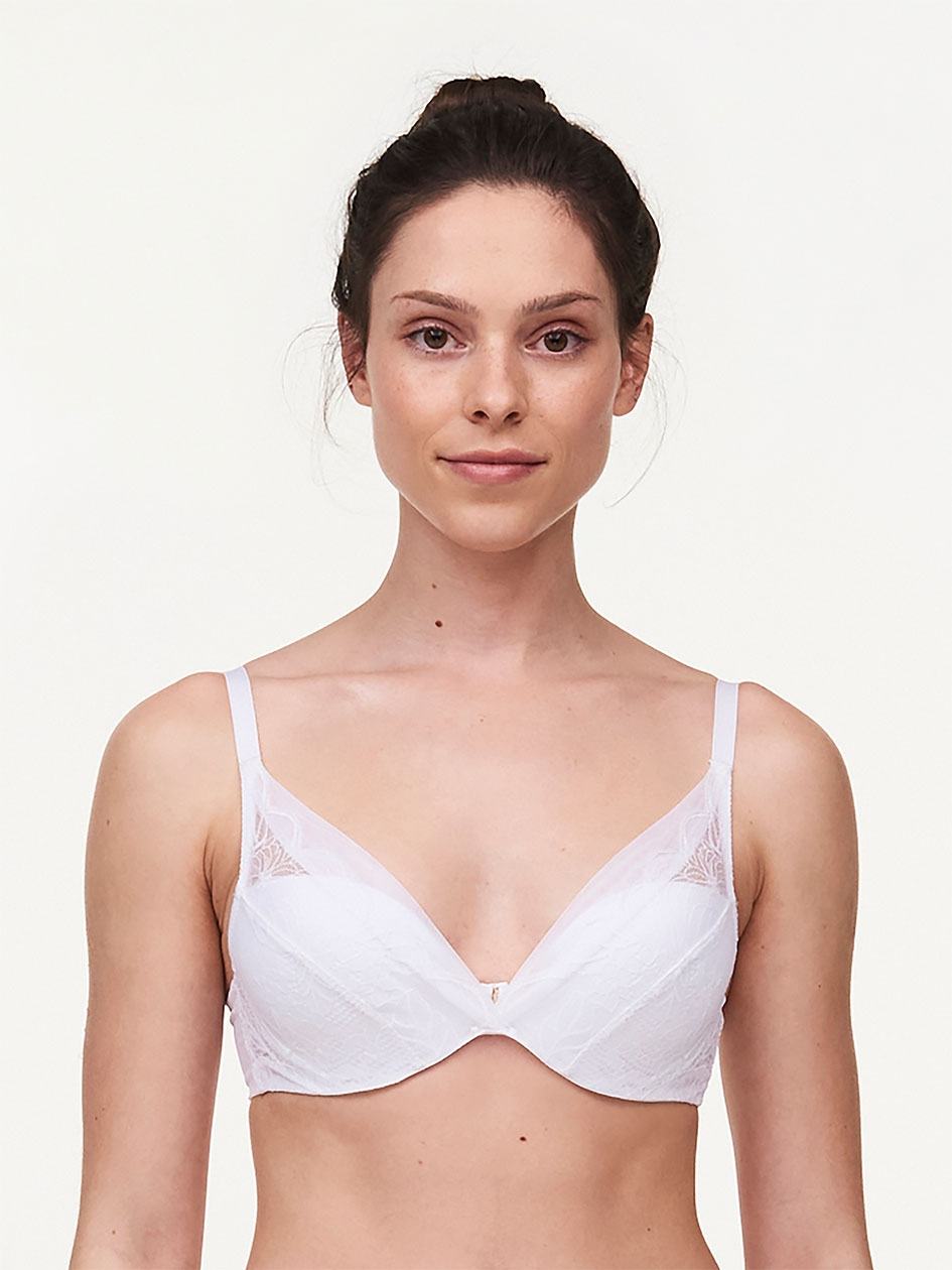 White Women Chantelle Midnight Flowers Plunge Bras | UQA5258TW