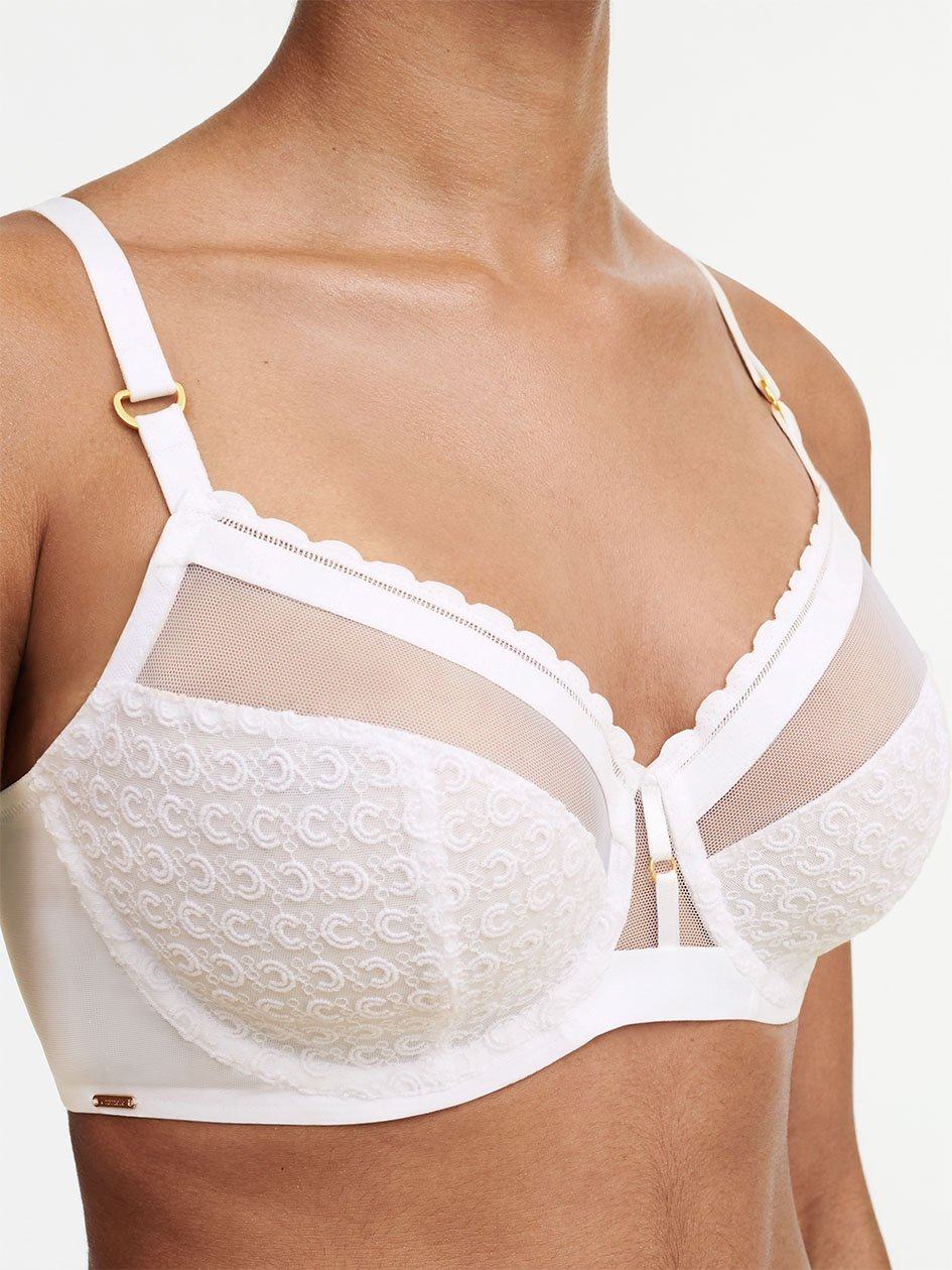 White Women Chantelle Monogram Plunge Unlined Bra | OAW2953IQ