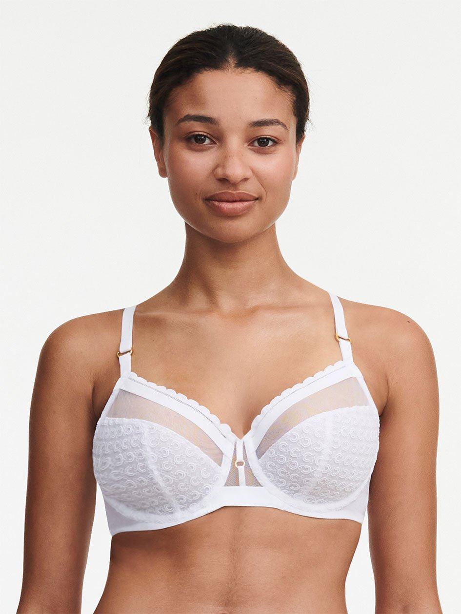 White Women Chantelle Monogram Plunge Unlined Bra | OAW2953IQ