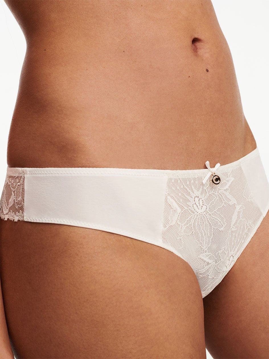 White Women Chantelle Orchids Thong Panty | IYW7669YA