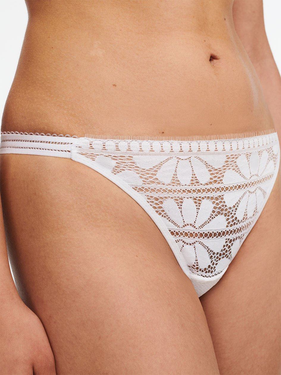 White Women Chantelle Sofie Lace Thong Panty | TIU7899LH