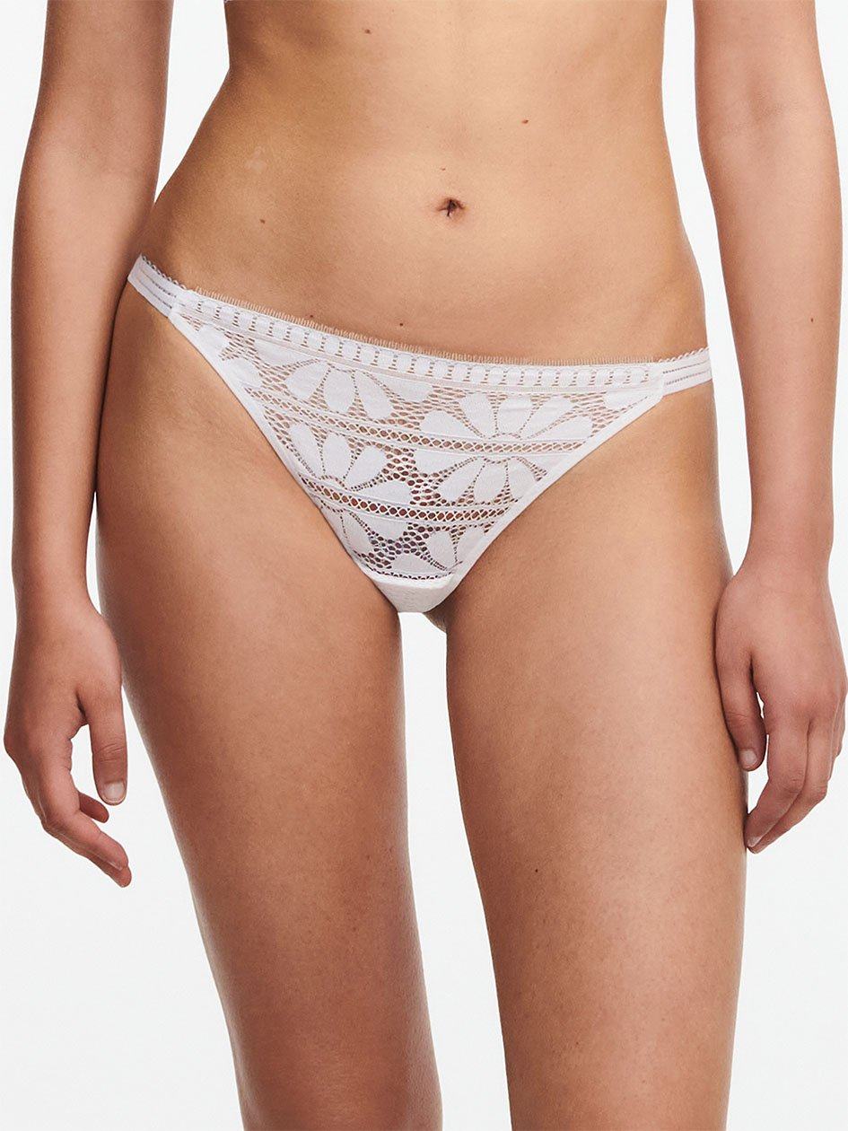 White Women Chantelle Sofie Lace Thong Panty | TIU7899LH