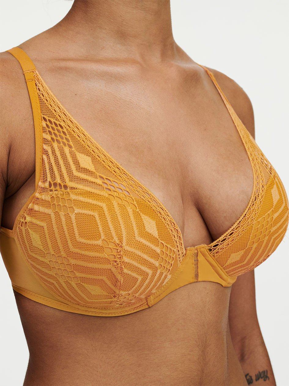 Yellow Women Chantelle Ondine Lace Plunge Contour Bras | TDN9629OD